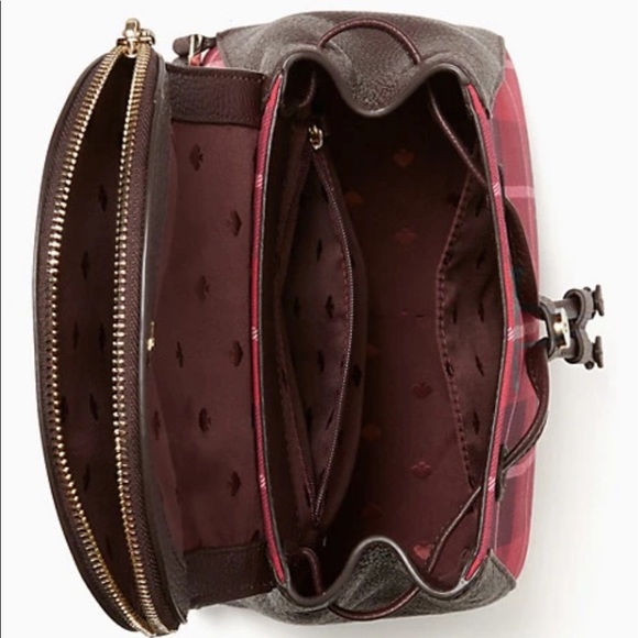 Kate Spade Leila Plaid Medium Flap Backpack - Picture 5 of 5